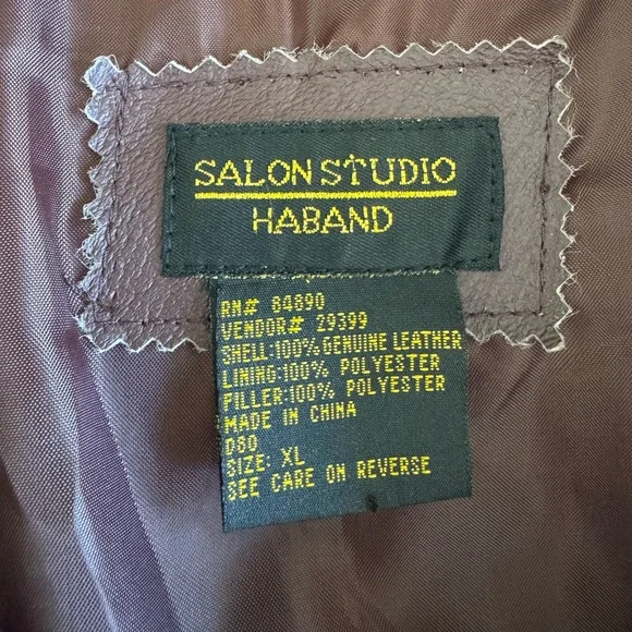 Vintage 70s 80s Salon Studio Burgundy Oxblood Leather Chore Coat Jacket Sz XL - Picture 3 of 12